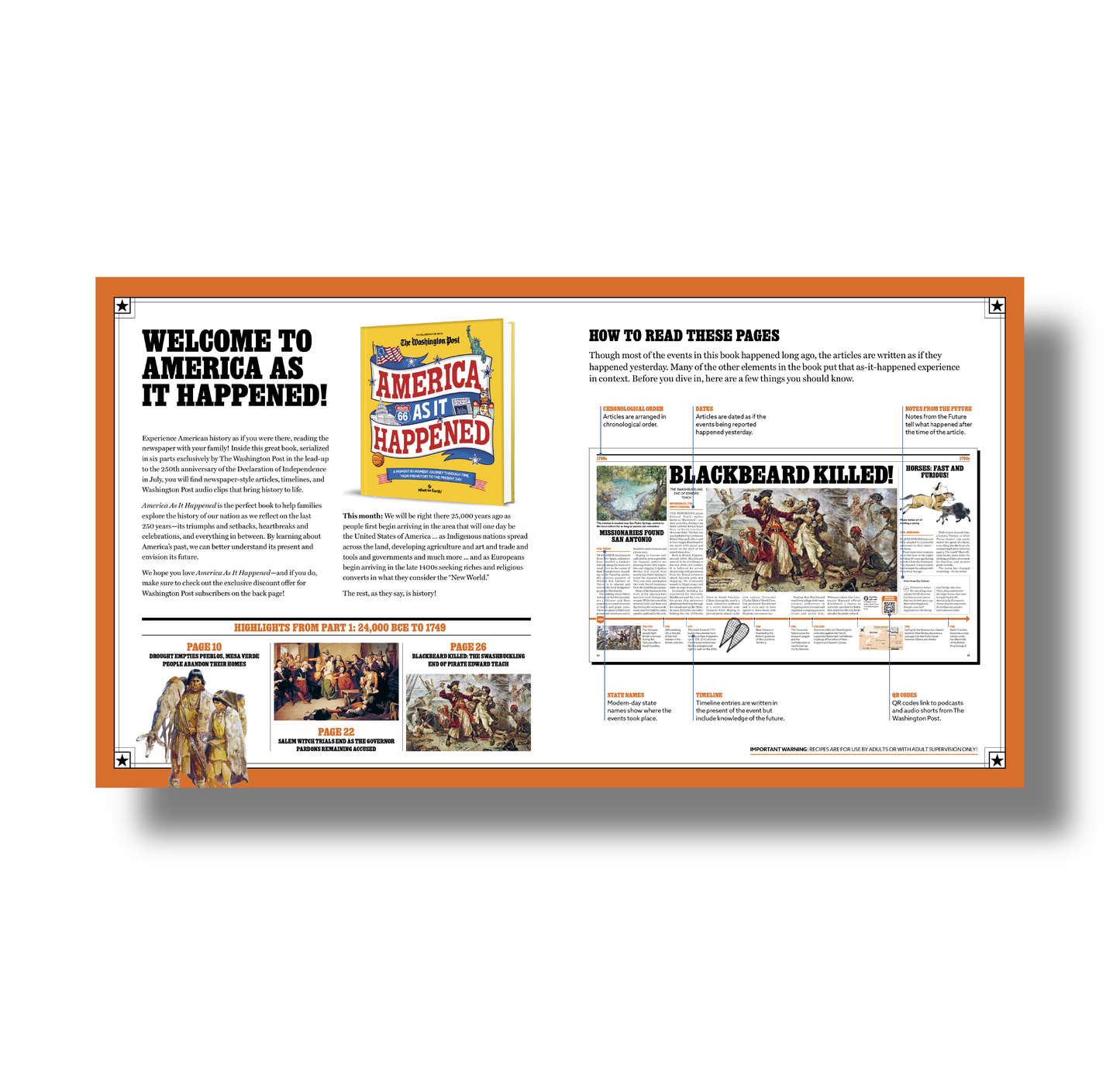 America As It Happened Part 1 US history book newspaper style format. page designs.