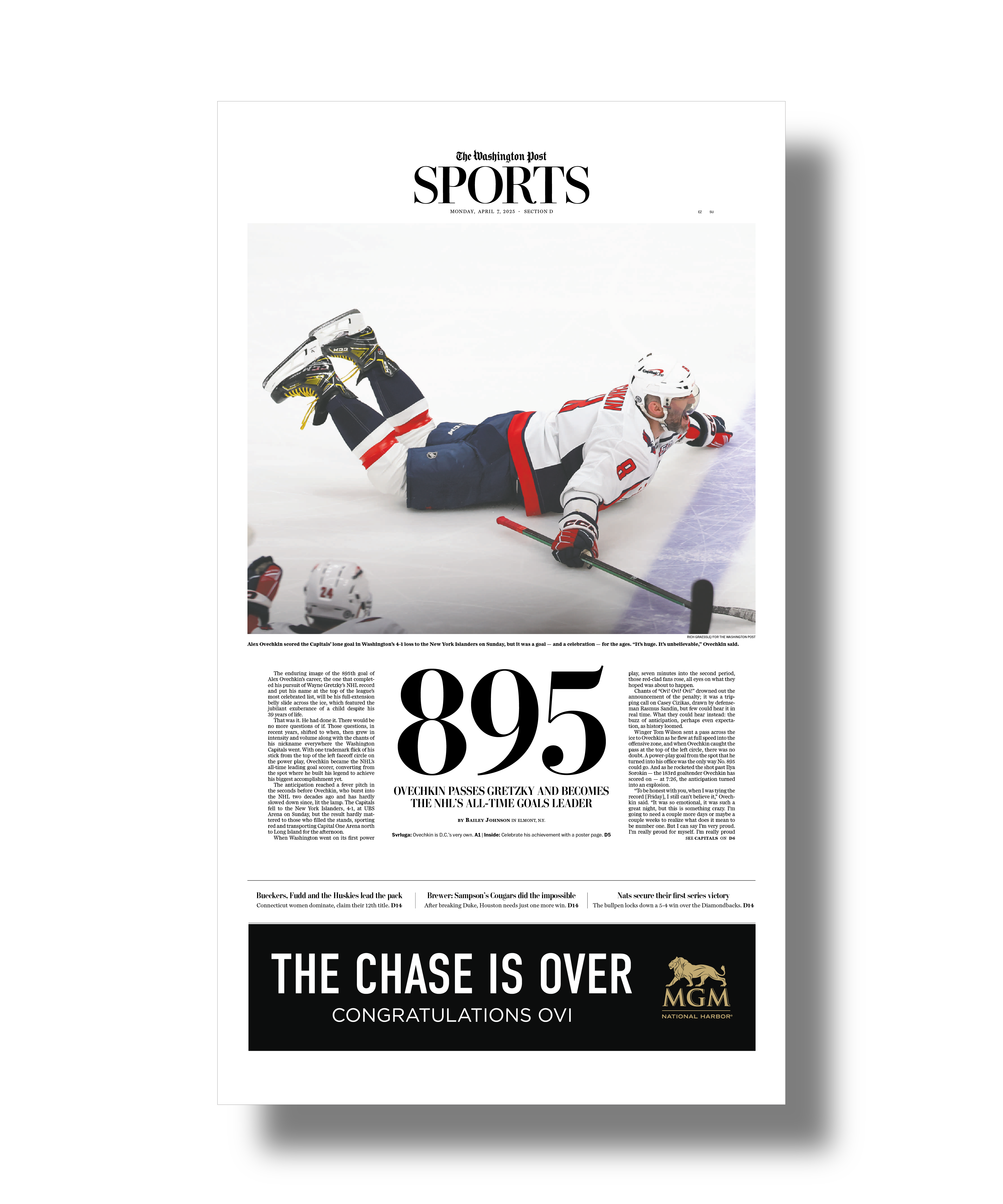 Ovechkin 895 Goals | Hockey Poster | Washington Post – The