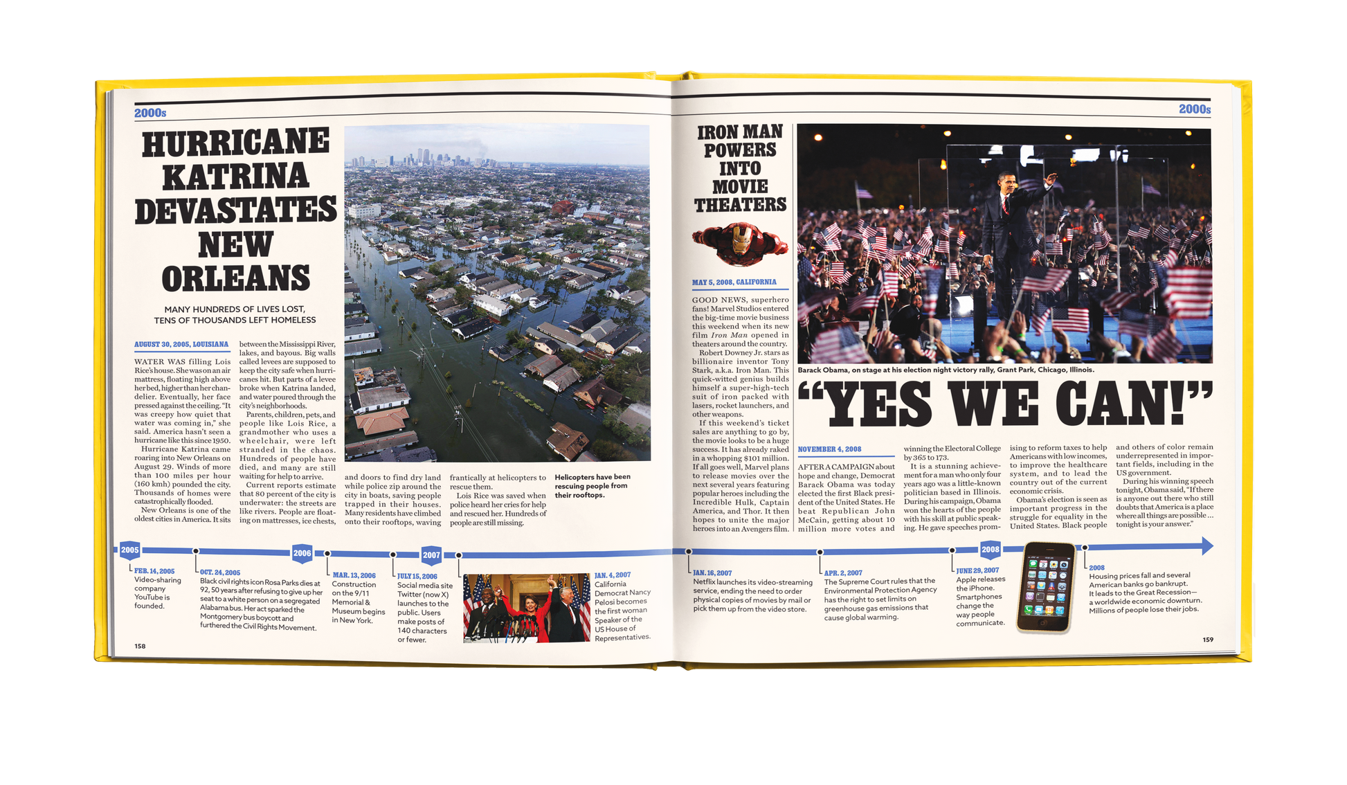 2000s history. America As It Happened full US history book timeline newspaper style