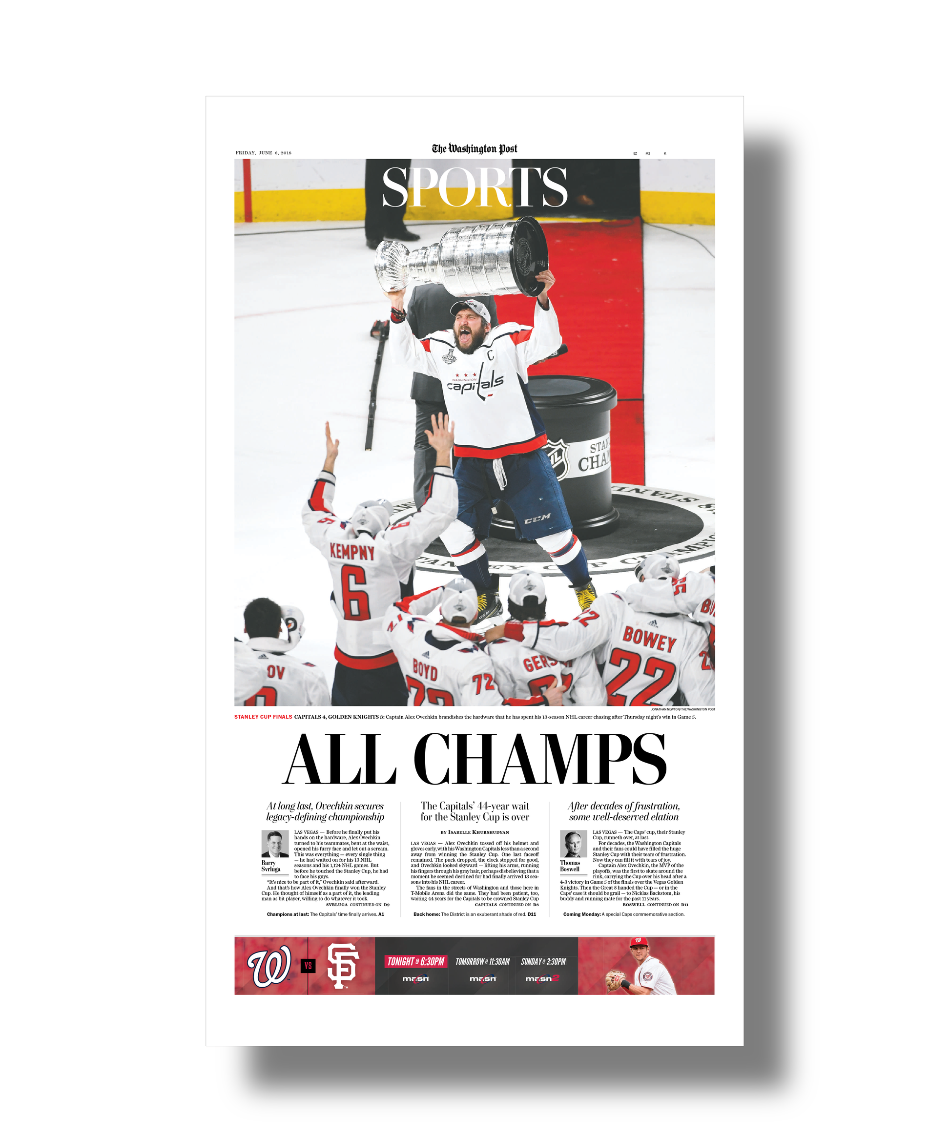 Washington Post championship front pages sports poster reprint collection