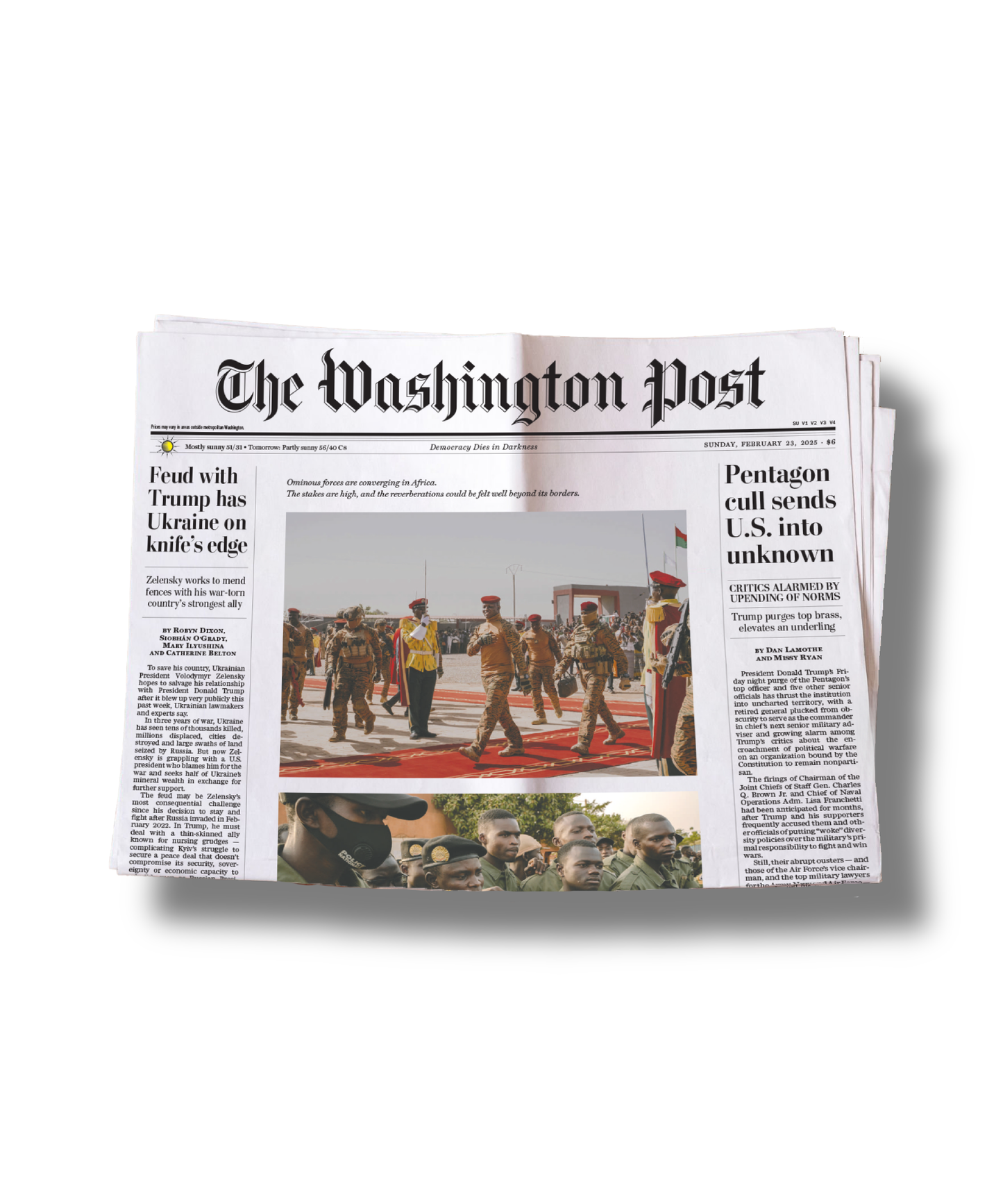 An example of the back page of The Washington Post newspaper