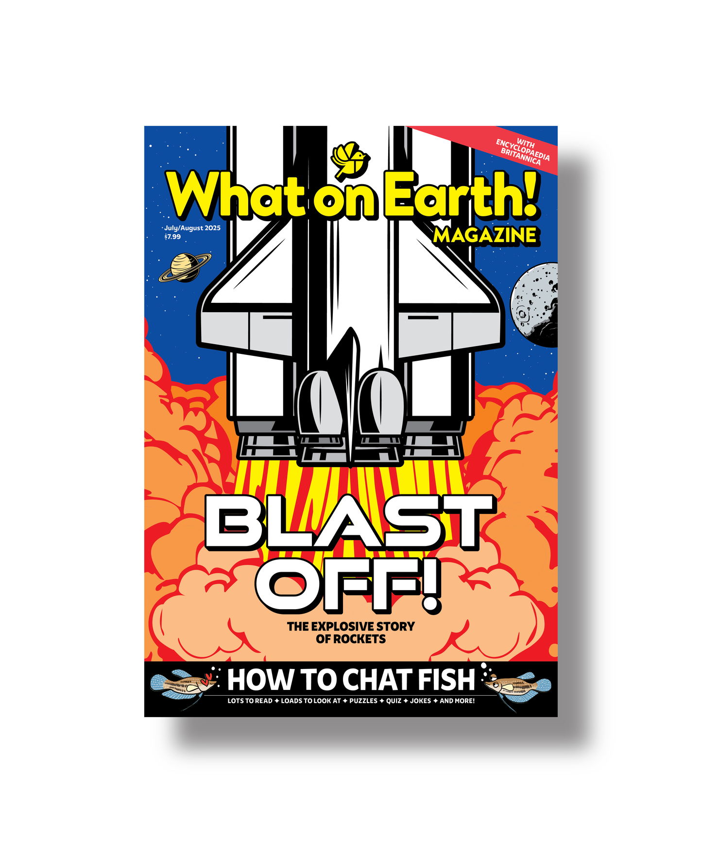 Blast Off kids magazine covers rockets space exploration July August 2025