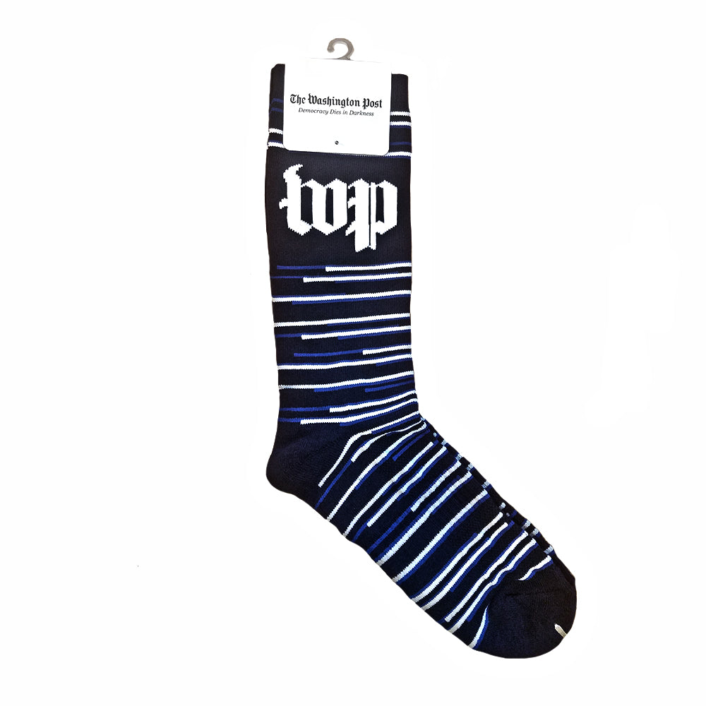 WP branded black and white pattern men's socks